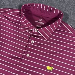 Masters Tech Polo Shirt Mens Medium Purple Striped Short Sleeve Golf Activewear